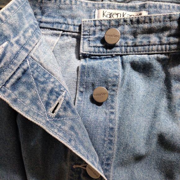 Women's Jean Skirt Size 12 Button Up Denim Vintage Karen Kane Trendy Skirts - Picture 10 of 10